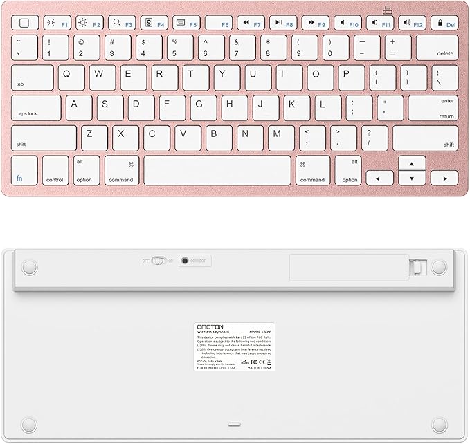 OMOTON Bluetooth Keyboard Compatible with iPad A16 11th 10th Generation, iPad 10.2 (9th/8th/7th), iPad Pro 13/12.9/11 inch, iPad Air 13/11 inch, iPad Air/Mini and More iOS Devices, Pink Gold