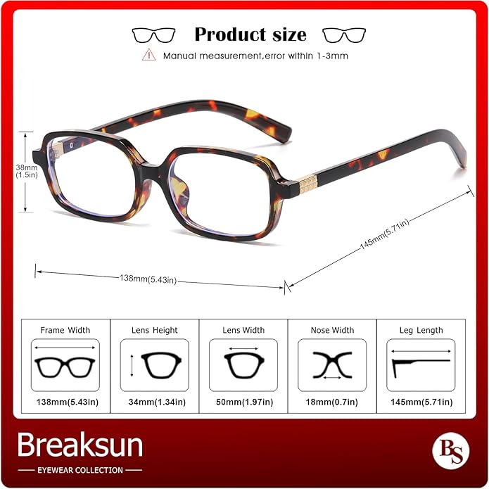 Retro Rectangle Glasses for Women Men Small Square Blue Light Blocking Glasses Vintage Eyeglasses