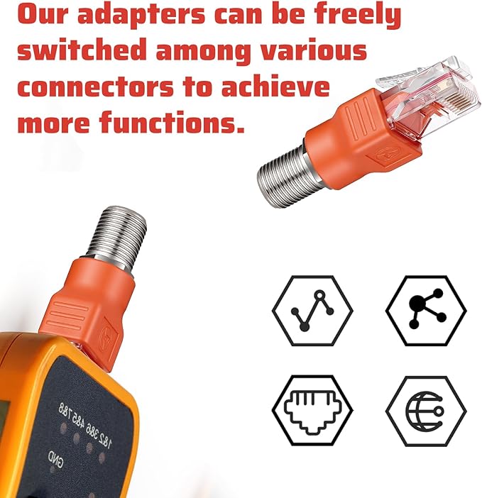 Coax to Ethernet Adapter 2PCS F-Type Female to RJ45 Male Coaxial Converter, Orange F Female-to-RJ45 Male Ethernet Adapter, Coax-Straight Connector Coaxial Coupler Coax Straight Connector