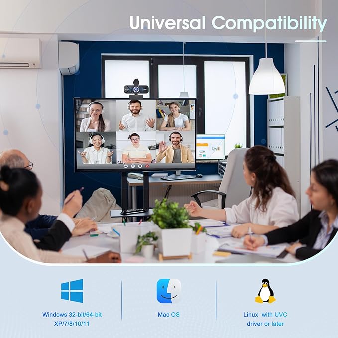 1080P Full HD Webcam with Noise-Canceling Mic, Auto Light Correction, Privacy Cover, Wide-Angle Lens, Plug & Play USB Camera for Laptops, Desktops, PCs, Macs, Zoom, Skype, Teams and Streaming