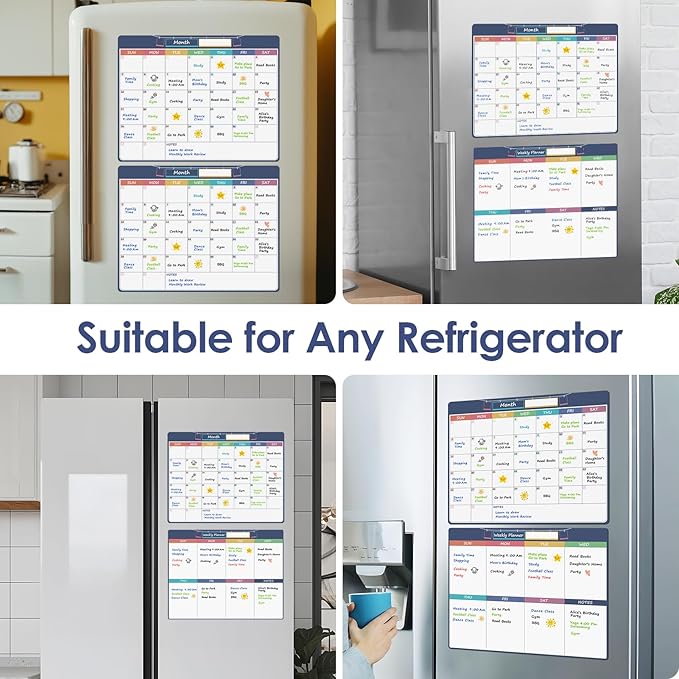 MaxGear Magnetic Dry Erase Calendar for Refrigerator, 11"x14" Monthly and Weekly Calendar Whiteboard for Fridge Magnet Board Erasable Fridge Planner Whiteboard, Chore Schedule for Adults, to do List