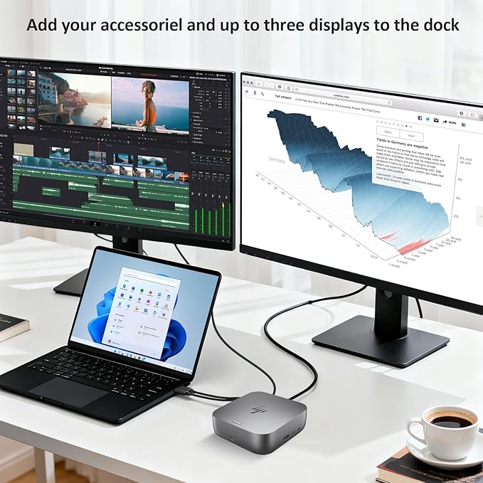 HP Docking Station for Laptop Dual Monitor and Charging Bundle - HP Thunderbolt 4 Ultra 100W G6 Dock with 100W AC Adapter, HDMI & DP Cable & USB-C Cable