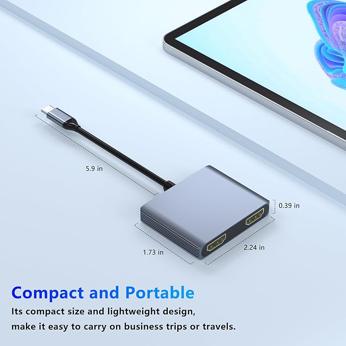 USB C to Dual HDMI Adapter, Docking Station Dual Monitor, Type C to HDMI Splitter for 2 Monitors, Supports 4K@60Hz and Dual 4K@30Hz. (MacOS only Supports SST Mode) for Laptop HP Dell Surface