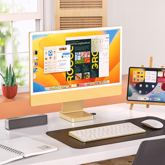 USB C Hub for iMac 24 inch 2021/2023/2024, Minisopuru iMac Hub Support M.2 NVMe SSD, iMac Accessories for iMac M1/M3/M4, iMac Adapter with USB A/C 10Gbps, SD/TF, M.2 SSD (Not Included), Yellow