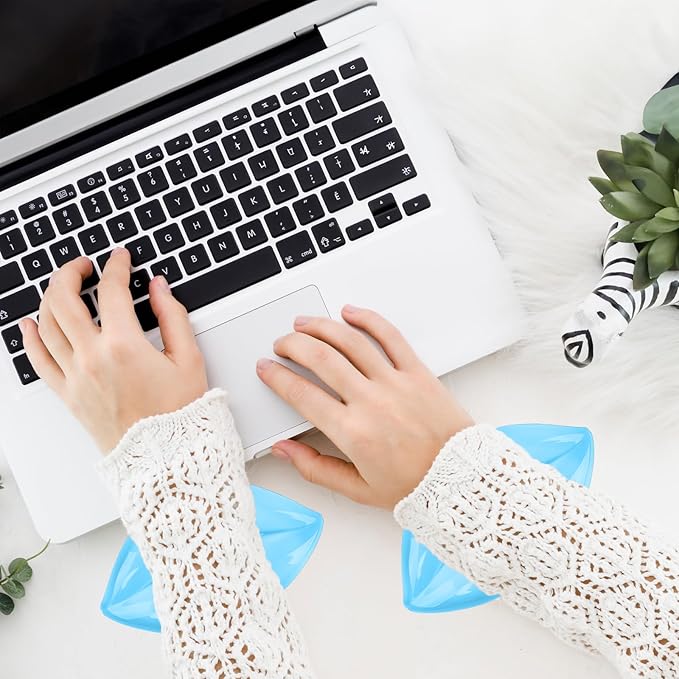 Gel Wrist Rest for Keyboard and Mouse Transparent Blue Lip Elbow Pad Cushion Ergonomic Cute Clear Cool Mouse Wrist Pad Silicone Non-Slip Support for Computer Gaming Home Office Women Girl Hand Pillow