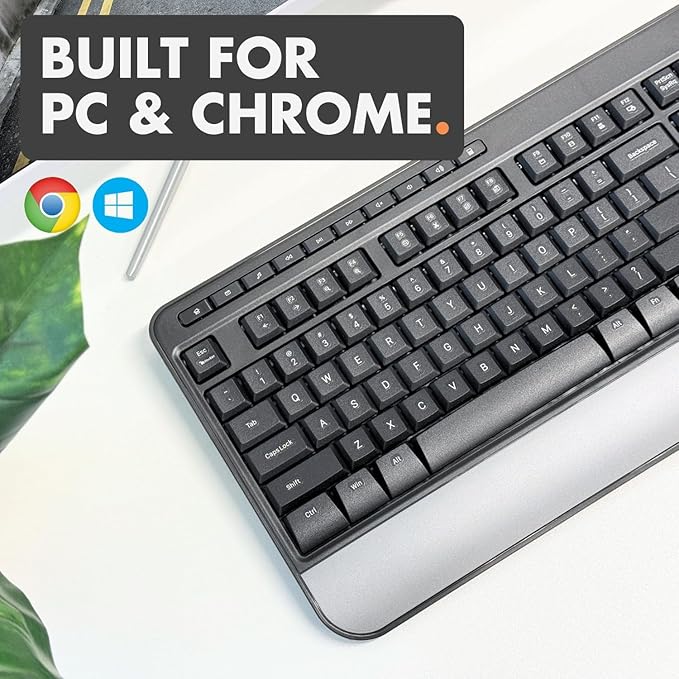 X9 Wired Keyboard - Comfortable Typing - Ergonomic Full Size USB Keyboard with Wrist Rest, Number Pad, Multimedia and 114 Keys - External Computer Keyboard for Laptop, Desktop and Office PC