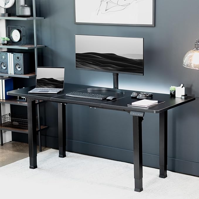 VIVO Electric 4-Leg Dual Motor Standing Desk Frame for Table Tops up to 84 x 43 inches and 220 lbs, Memory Controller Height Adjustment, Frame Only, Black, DESK-E4B