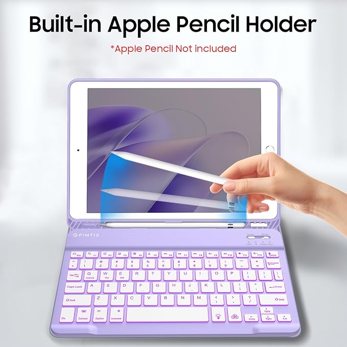 FINTIE Backlit Keyboard Case for iPad 9th / 8th / 7th Generation (2021/2020/2019) 10.2 Inch, Soft TPU Back Cover with 7 Colors Backlight Magnetically Detachable Bluetooth Keyboard, Fantasy Ombre