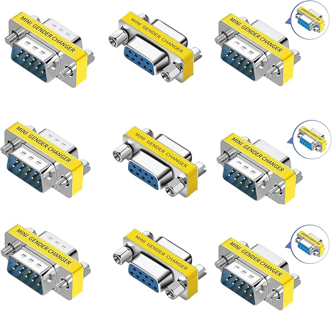 db9 Connector Null Modem Adapter,9-Pin Serial vga Adapter RS232 db9 Gender Changer,for Computer and Industrial Device Data Transfer(3(F-F)+3(M-F)+ 3(M-M))