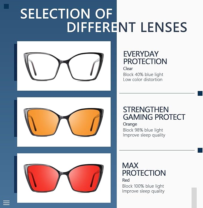 Women's Sleep Blue Light Blocking Glasses, Cat Eye Computer Gaming Glasses Anti Eyestrain & UV Glare (Red Lens Black Frame)