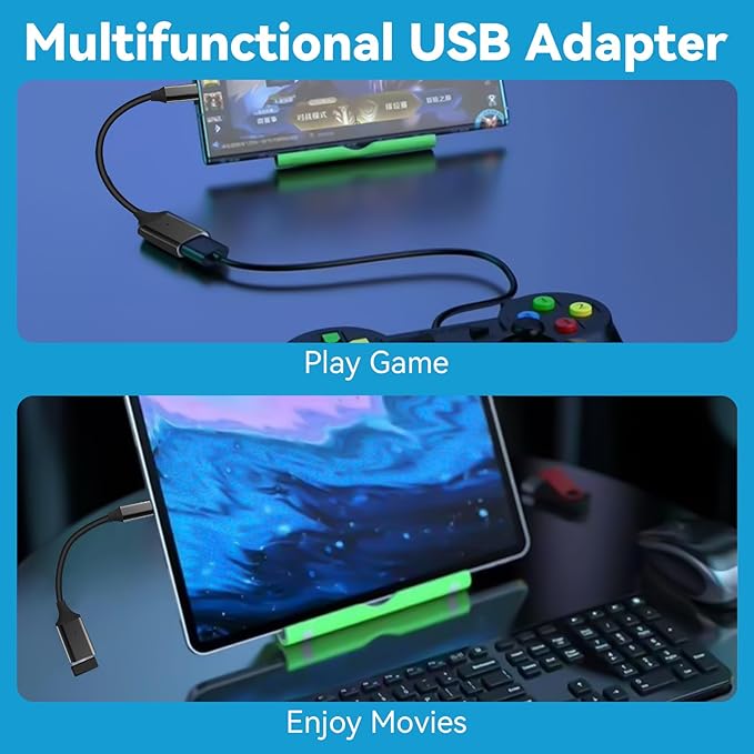 USB C to USB 3.0 Adapter 2 Pack, Type C Male to USB Female OTG Cable Thunderbolt to USB Adapter Compatible for iPhone 16 15 Pro Max iPad MacBook Pro/Air 2023 2022 M1 M2 Galaxy S23 S22 Note 10