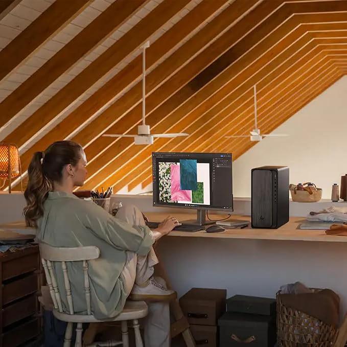 HP OmniDesk Tower Desktop Computer • 8-core AMD Ryzen 5 8500G Processor • 64GB DDR5 • 1.5TB Storage (1TB SSD + 512GB External) • HDMI + DP • Wi-Fi 6 • Wireless Keyboard & Mouse • Windows 11