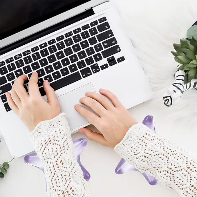 Gel Wrist Rest for Keyboard and Mouse Transparent Purple Sea Star Elbow Pad Cushion Ergonomic Cute Clear Cool Mouse Wrist Pad Silicone Non-Slip Support for Computer Gaming Hand Pillow Ocean Beach