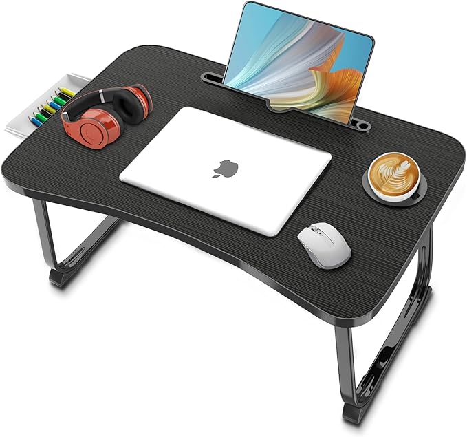 Fayquaze Lap Laptop Desk, Portable Foldable Laptop Bed Table with Storage Drawer and Cup Holder, Lap Desk Lap Bed Stand Tray Table Serving Tray for Eating, Reading and Working