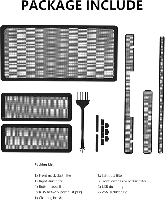 Dust Filter for Synology NAS DS1821+ Dustproof PVC Cover - Black
