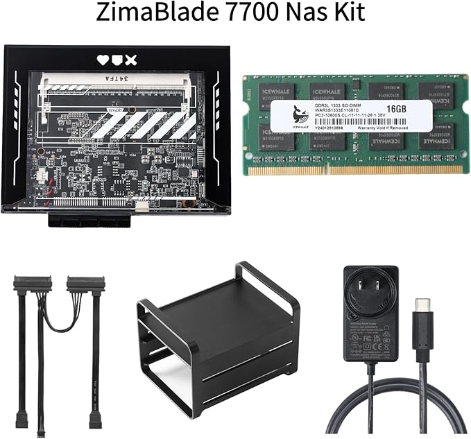 ZimaBlade 7700 x86 DIY NAS Kit – 2-Bay Mini Home Server, Intel Quad-Core, 16GB RAM, PCIe Expansion, CasaOS Preinstalled, Docker & Self-Hosting Ready