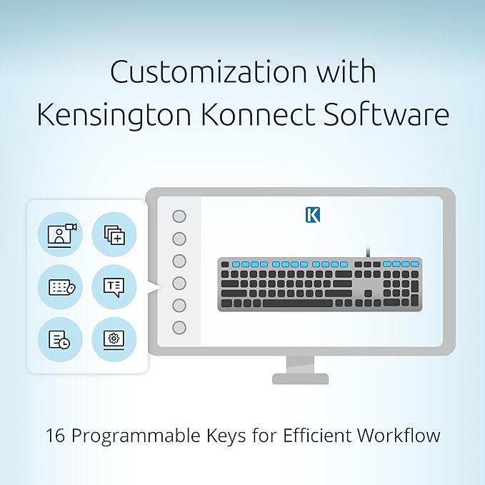 Kensington KB515 USB-C Wired Keyboard, QWERTY Full-Size Layout, Quiet Scissor-Switch Keys, Programmable, Copilot Hotkey, USB-A Adapter Included, Compatible with Windows, Black (K75410NA)