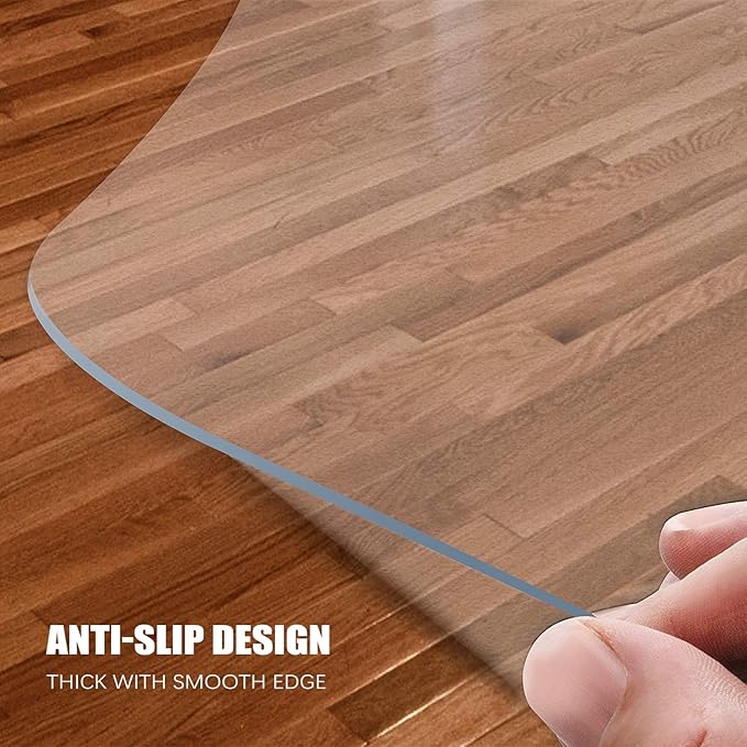 Kuyal Clear Chair mat for Hardwood Floor 36 x 55 inches Transparent Floor Mats Wood/Tile Protection Mat for Office & Home (36" X 55" Rectangle)