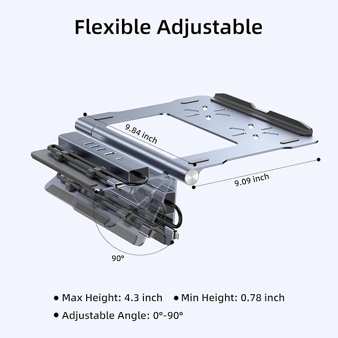 Laptop Docking Station Stand for Desk, 1.5ft 6 in 1 USB C Hub,4K60Hz HDMI, PD 100W, 3×USB 3.0 Hub, Gigabit Ethernet,Aluminum Adjustable Docking Stand for MacBook Air/Pro/Surface/Lenovo…