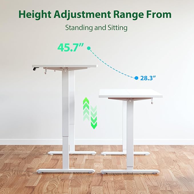 Agilestic Electric Standing Desk, 63 x 24 Inches Height Adjustable Desk, Sit Stand up Desk for Work Office Home, Splice Board, White