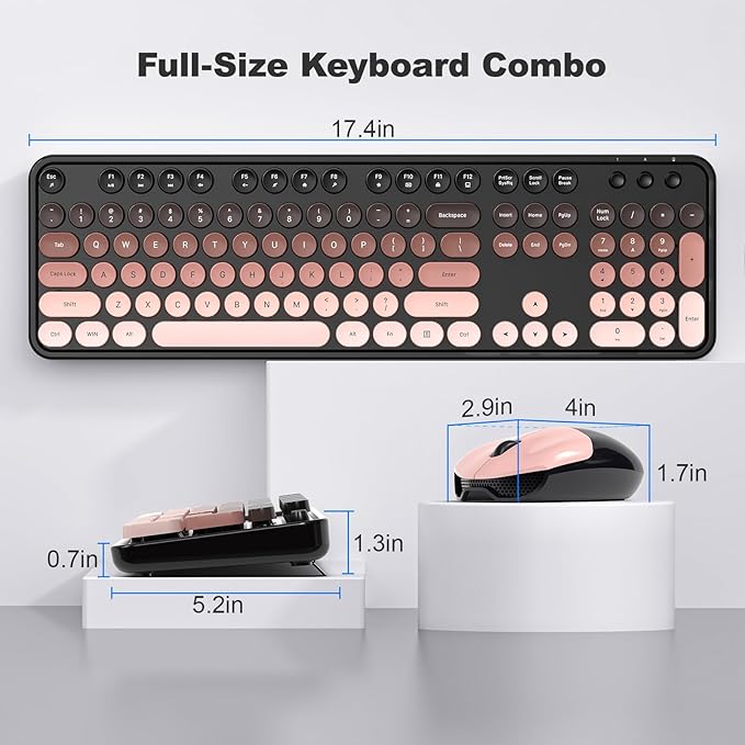KNOWSQT Wireless Keyboard and Mouse Combo - BlackBerry-Gradient Colorful 2.4G Typewriter Full-Size Cute Keyboards - USB Receiver Plug and Play, for Computer, PC, Laptop, Desktop, Windows