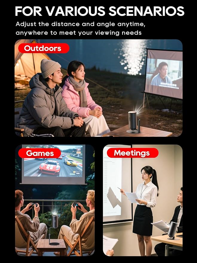 Projector Stand for Nebula Capsule Series & XGIMI Halo+(New) Works with Capsule 3/Air/Pro, Mini Projectors | Ceiling & Wall Projection, Height Adjustable, 360° Rotation | 1/4-Inch Screw(A-Grey)