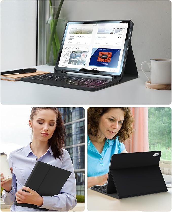 iPad 11th10th Generation Case with Keyboard (10.9", 2022) Smart Keyboard Folio Cover with Pencil Holder Detachable Wireless Bluetooth Keyboard Case Auto Wake/Sleep for iPad 10th Gen (Black)