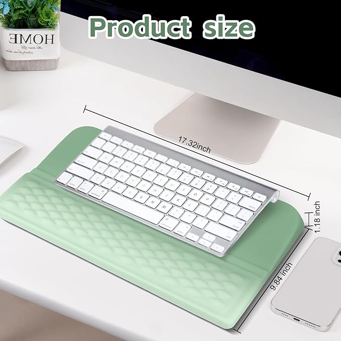 MOSISO Keyboard Stand with Wrist Rest, Ergonomic Keyboard Riser with Wrist Rest Support Pad, Non-Slip Base Pain Relief & Easy Typing Cushion with Massage Memory Foam for Home Office, Mint Green