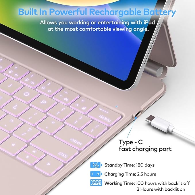 Keyboard Case for iPad Air 13 (M3 2025 / M2 2024) and iPad Pro 12.9 inch 6th / 5th / 4th / 3rd Generation – Magic-Style Magnetic Keyboard Case with Multi-Touch Trackpad – Floating Cantilever Stand