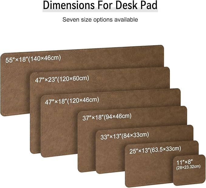Imitation Crazy Horse Leather Desk Mat - Waterproof Desk Pad - Ideal for Large Mouse Pad and Desk Mats on Top of Desks (Camel+Camel, 33"*13")