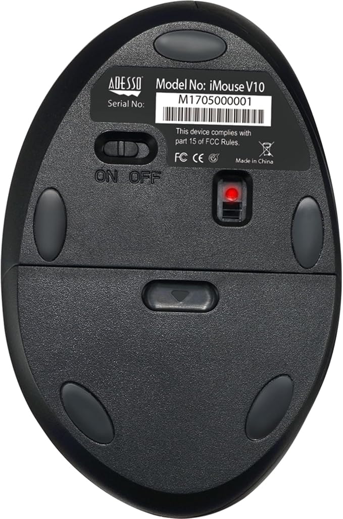 Adesso iMouse V10 Wireless Vertical Ergonomic Mini Mouse iMouse V10-2.4GHz, 800/1200/1600 DPI, Ergo Mice with 6 Buttons