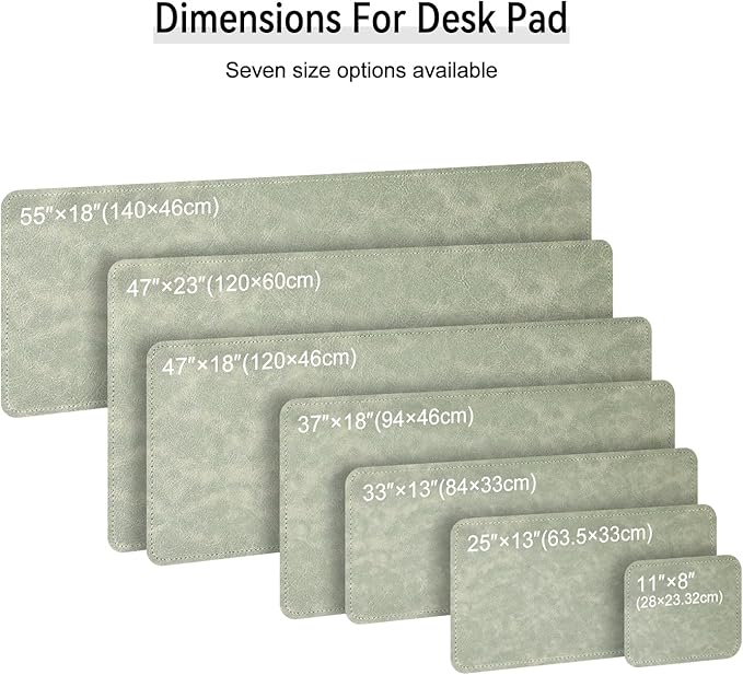 Imitation Crazy Horse Leather Desk Mat - Waterproof Desk Pad - Ideal for Large Mouse Pad and Desk Mats on Top of Desks (Light Green+White, 25"*13")