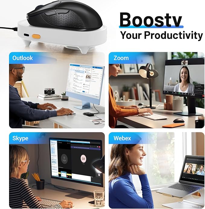 HONKID Undetectable Mouse Mover Jiggler with ON/Off Switch and USB Port Drive-Free,Simulate Physical Automatically Mouse Movement,Prevent Computer Laptop Inactive/Lockdown (White)