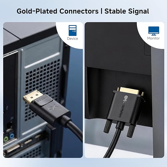 Cable Matters DisplayPort to DVI Cable (DP to DVI Cable) 3 Feet