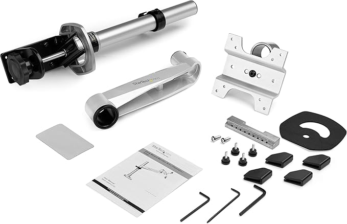 StarTech.com Desk Mount Monitor Arm, for UHD, iMac and Apple Thunderbolt Displays up to 49" (30.9lb/14kg), Articulating Height Adjustable Single Monitor Pole Mount, Clamp or Grommet Base, TAA