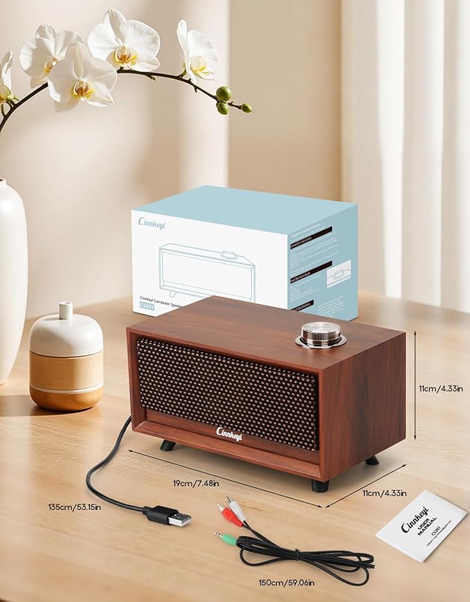 Wooden PC Soundbar Computer Speakers –PC Speakers USB Powered | PC| Line-In | Bluetooth 3 Modes, 3.5mm/USB Input Wooden Computer SoundBar Compact Stereo Speaker for Desktop, Laptop, Monitor, Tablet
