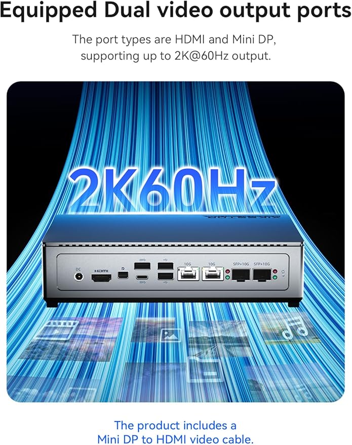 4-Bay All-Flash NAS Server with Intel i5-12450H | 32TB M.2 NVMe SSD NAS | 4X 10GbE Network Storage | 64GB Expandable Memory | Personal Cloud/Home NAS | HDMI/Mini-DP 4K@60Hz Output (Diskless)