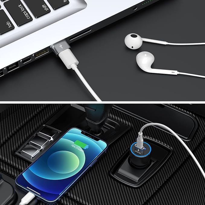 JXMOX USB C Female to USB Male Adapter 4-Pack, Type C to USB A Charger Cable Converter,Compatible with iPhone 11 12 13 14 15 16 17 Pro Max,iPad Pro Air 4 Mini 6,Samsung Galaxy S25 S24 S23 S22,Pixel