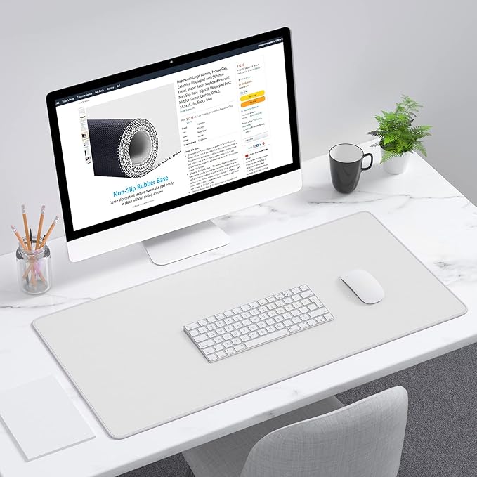 Dapesuom Large Gaming Mouse Pad, Extended Mouse Mat with Stitched Edges, Full Size Keyboard Pad with Non-Slip Base, Big XXL Computer Desk Mats for Gamer, Laptop, Office, 31.5 x 15.7in, Space Gray