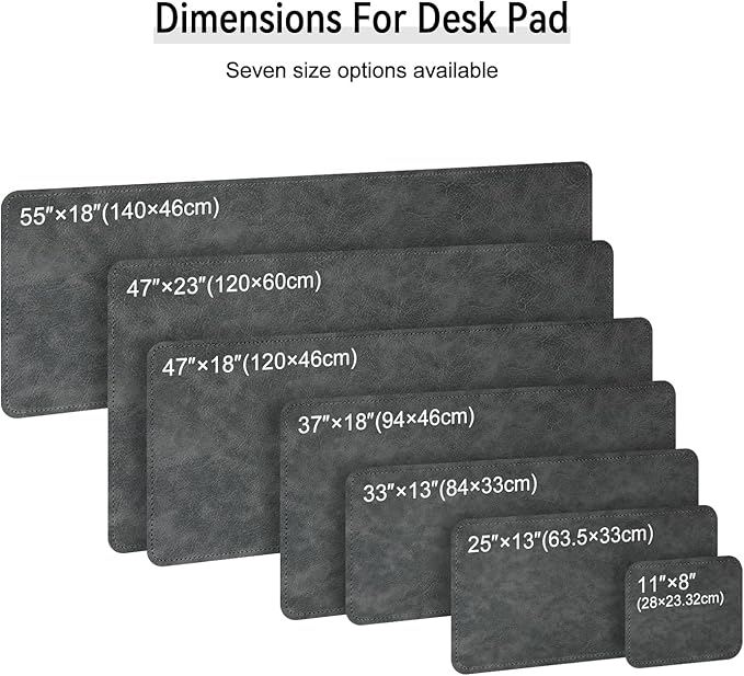 Imitation Crazy Horse Leather Desk Mat - Waterproof Desk Pad - Ideal for Large Mouse Pad and Desk Mats on Top of Desks (Gray+Dark Gray, 33"*13")