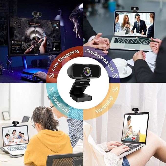 USB-C 1080P Webcam Compatible with Switch 2/ PC - Streaming Camera for Zoom/Teams/Skype, Plug&Play PC/Mac/Laptop