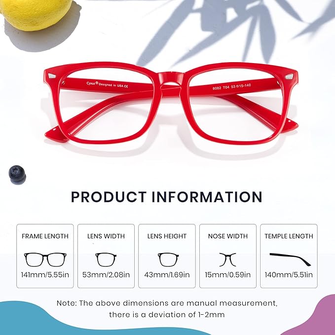 Cyxus Blue Light Glasses Men Women Reduce Eye Strain UV Blocking for Office Work Computer Screen 8082