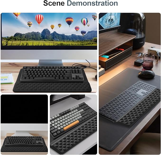 Computer Keyboard Stand with Wrist Rest,Ergonomic Tilted Keyboard Holder,Keyboard Tray Support Relieve Pain & Fatigue(Black)