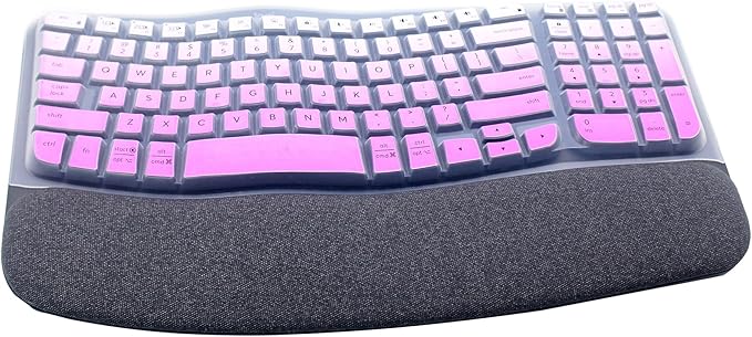 Ultra Thin Desktop PC Silicone Keyboard Cover Skin Protector Compatible with Logitech Wave Keys MK670 Wireless Keyboard, 2023 Logitech Wave Keys Wireless Keyboard Skin (Gradient Purple)