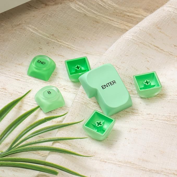 Sumgsn 132 Keys PBTJelly Keycaps MOA Profile Green Keycaps Comaptible with Wooting Keyboard 61/64/87/104/108 Cherry Mx Switches Mechanical Keyboards