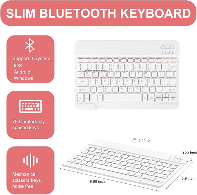 Soke for iPad (A16) 11th/10th Generation Case with Keyboard(2025/2022)-7 Color Backlight Wireless Detachable Folio Keyboard Cover with Built-in Pencil Holder for iPad 11/10.9 inch, Watermelon Red