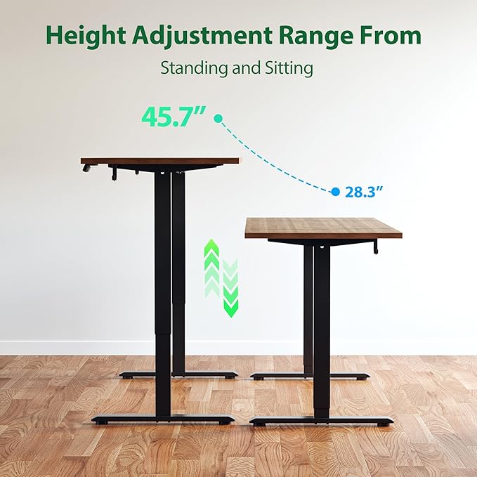 Agilestic Electric Standing Desk, 63 x 24 Inches Height Adjustable Desk, Sit Stand up Desk for Work Office Home, Splice Board, Dark Walnut