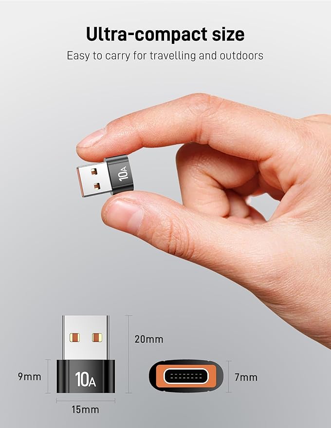 USB to USB C Adapter(20 Pack), USBC Female to USB A Male Adapter 240W Fast Charging and Data Transfer Compatible with iPhone 17/16 Pro Max, MacBook, AirPods, Tablet, Car Chargers.
