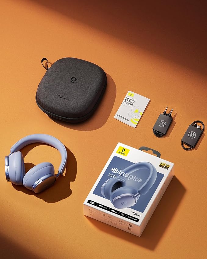 Baseus Inspire XH1 Adaptive Active Noise Cancelling Headphones, Sound by Bose, Dolby Audio, Premium Real-Time Adaptive ANC, Adaptive Tuning Rich Sound, Hi-Res Audio, 100H Playtime -Twilight Blue