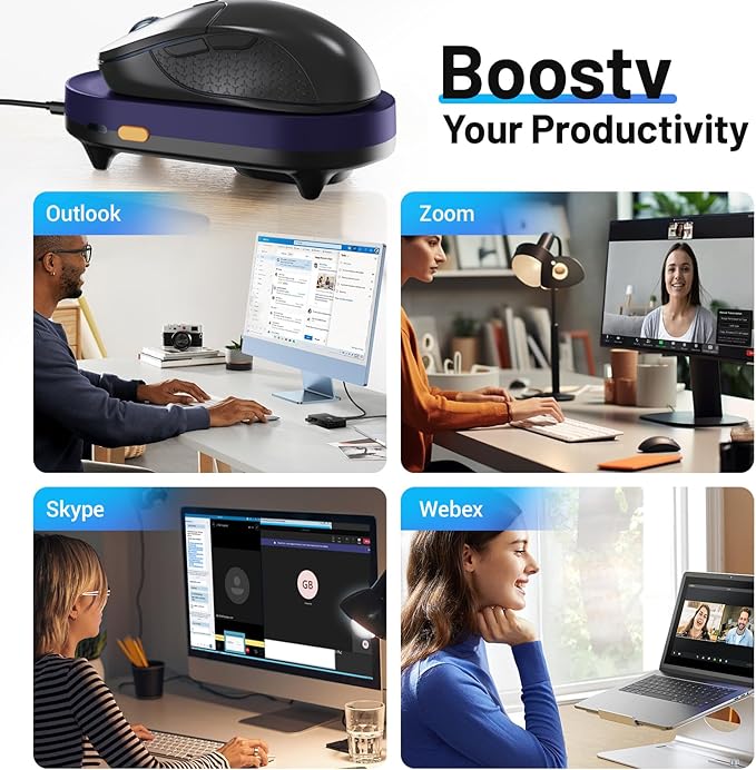 HONKID Undetectable Mouse Mover Jiggler with ON/Off Switch and USB Port Drive-Free,Simulate Physical Automatically Mouse Movement,Prevent Computer Laptop Inactive/Lockdown (Purple)